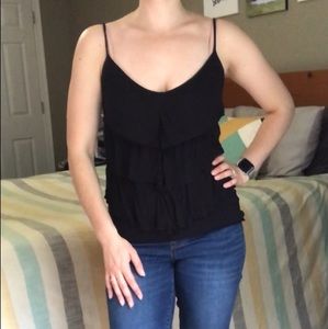 Ruffled black tank top
